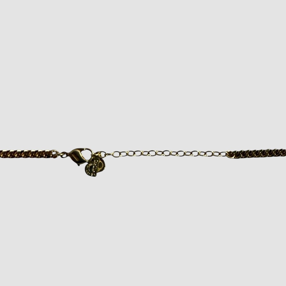 Vintage Christian Dior Pendant Necklace Women OS Gold Black Logo Curb Chain - Picture 7 of 7